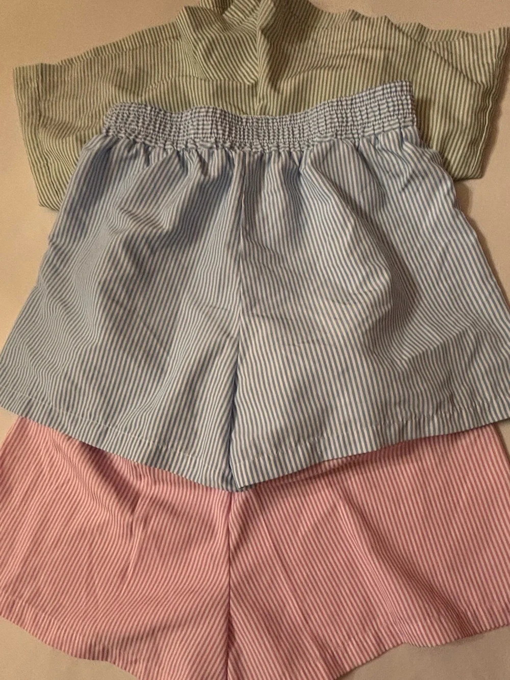 SHEIN Striped Pull-On Shorts - Pink, Blue & Green Sz S